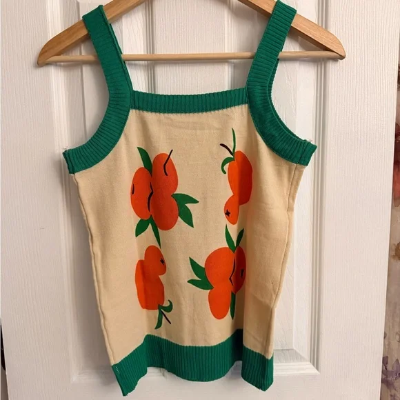 Orange Fruit Print Tank Top - Picture 3 of 4